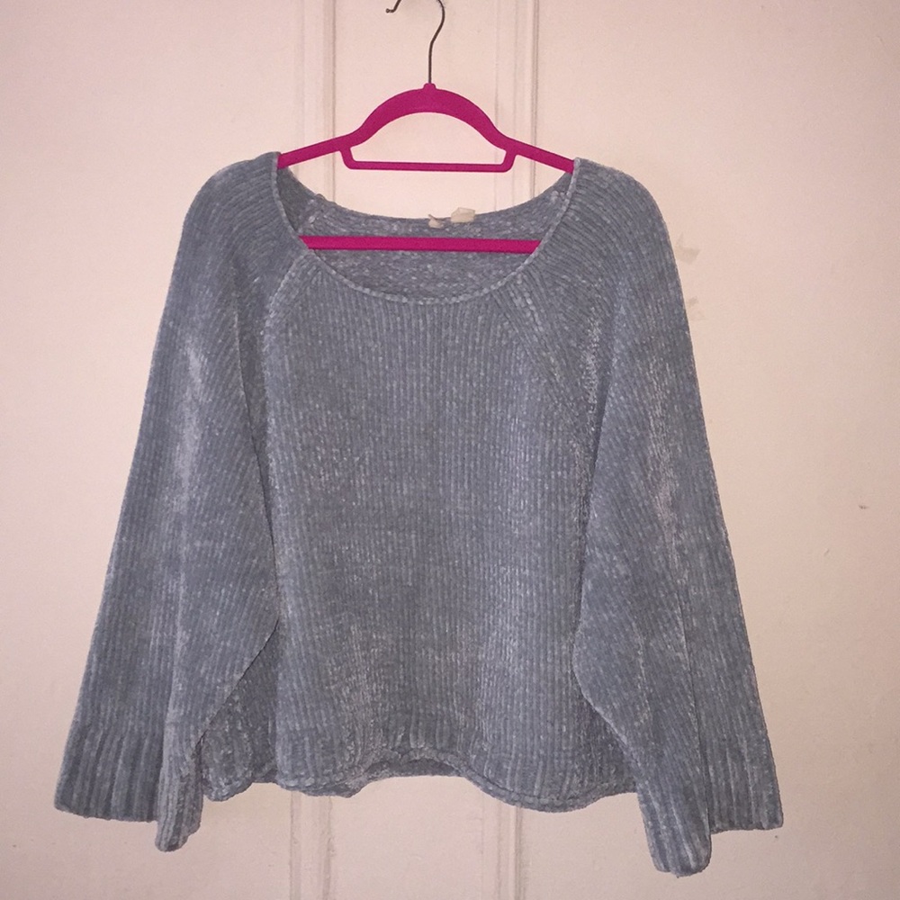 Anthro, Chenille soft blue sweater
